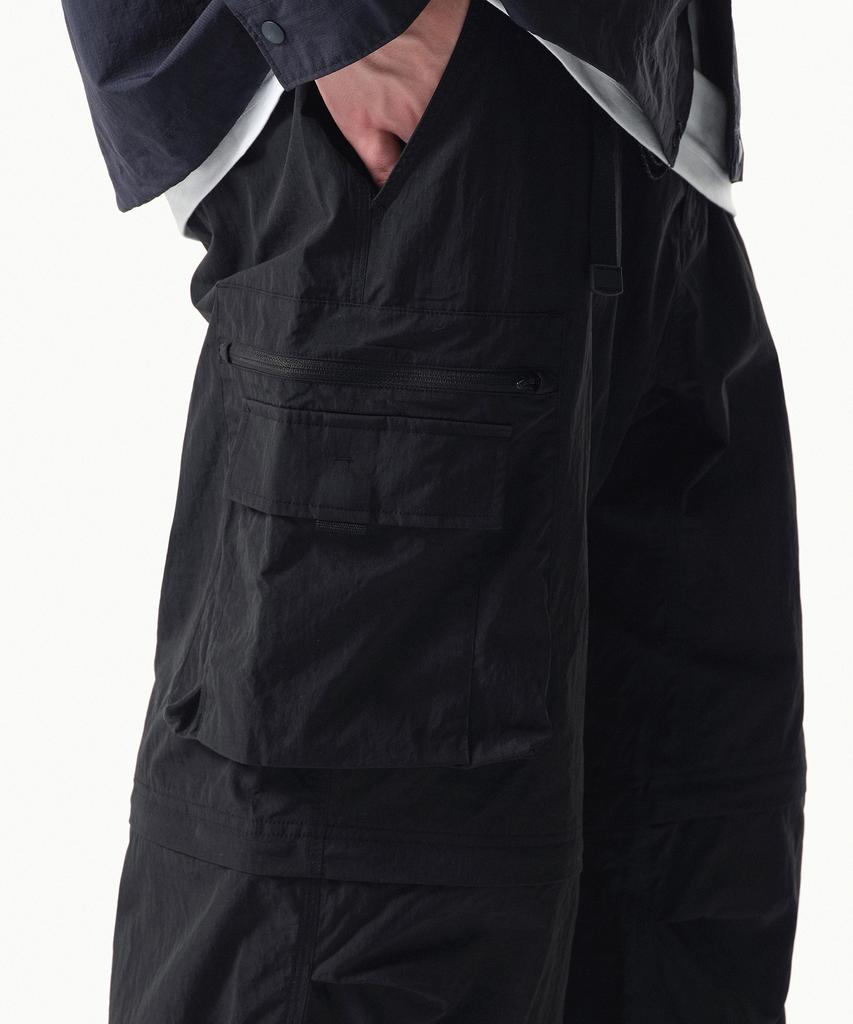 MUSINSA STANDARD [City Leisure] Wide Belted Detachable Cargo Pants [Black]