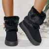 Women's Winter Fur One Plush Lining One Foot Stirrup Warm Cold Lightweight Hiking Waterproof Non-slip Fur Mouth Beaded Snow Boots Cotton Shoes