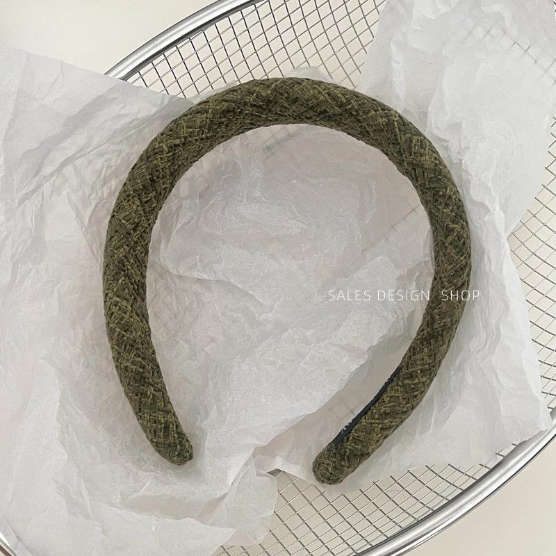 Корейская ретро-роскошная клетчатая повязка на голову с широким краем для осени/зимы