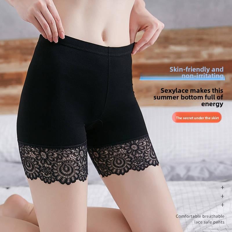 Women Modal Safety Pants Prevent Light Leakage Shorts High Waist Panties Stretch Underware Lace Safety Short Pants
