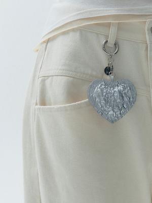 SOFT SEOUL Wrinkle Heart Keychain [Silver]