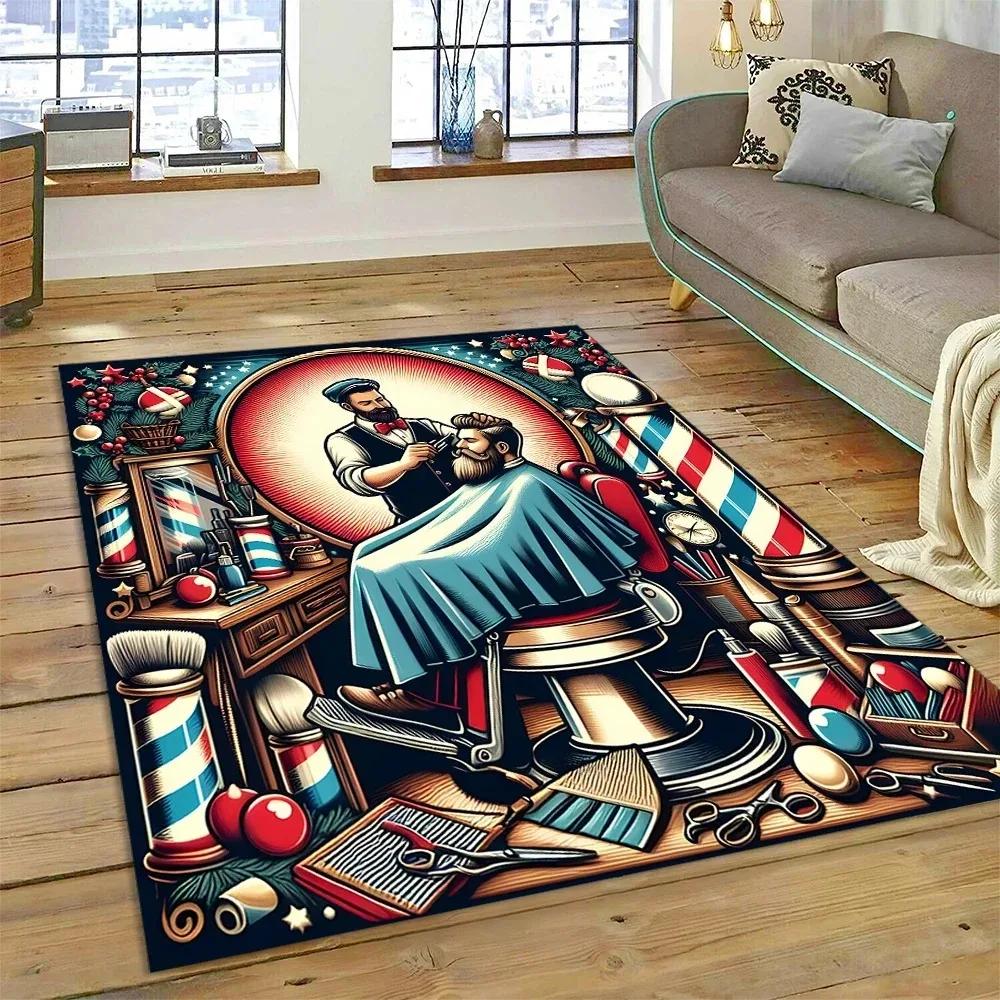 Fashion Barber Shop Series Carpet Hallway Cloakroom Coffee Table Rug Bedroom Home Floor Mat Washable Living Room Decoration