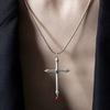 Chic Cross Necklace Alloy Necklace With Geometric And Rhinestone Decor Daily For