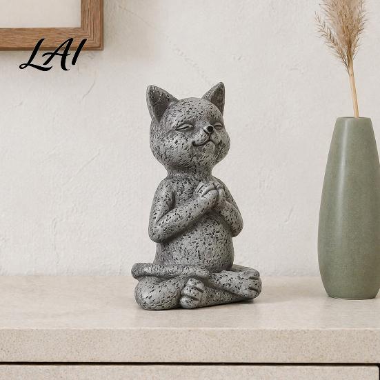 Tranquil Resin Figurine for Entrance Hall Meditation Animal Ornament Zen Statue Stress Relief Sitting Figurines Outdoor Decor Cat/Dog/Frog Sculpture