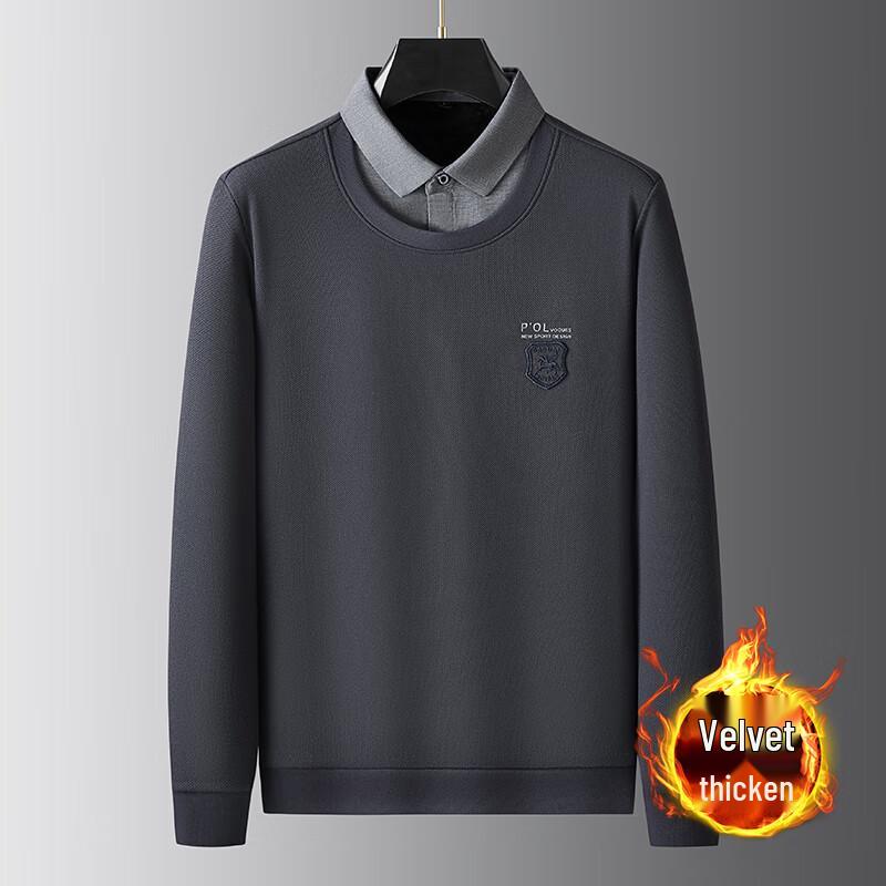 

DIBINZE Мужской флисовый свитшот большого размера с длинным рукавом, имитирующий двухслойный 5XL