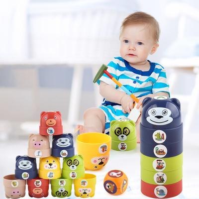 Stacking Blocks Game Plastic Block Tower Cartoon Building Blocks Kids Education