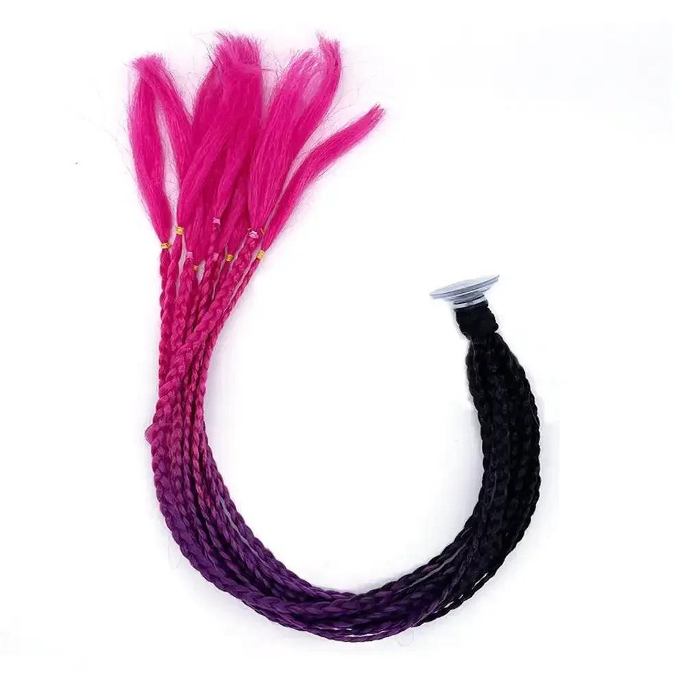 Helmet Dreadlocks Braid For Helmet Motorcycle Dreadlocks Dirty Braid Pigtail Gradient Synthetic Twist Braid Ponytail With Sucker