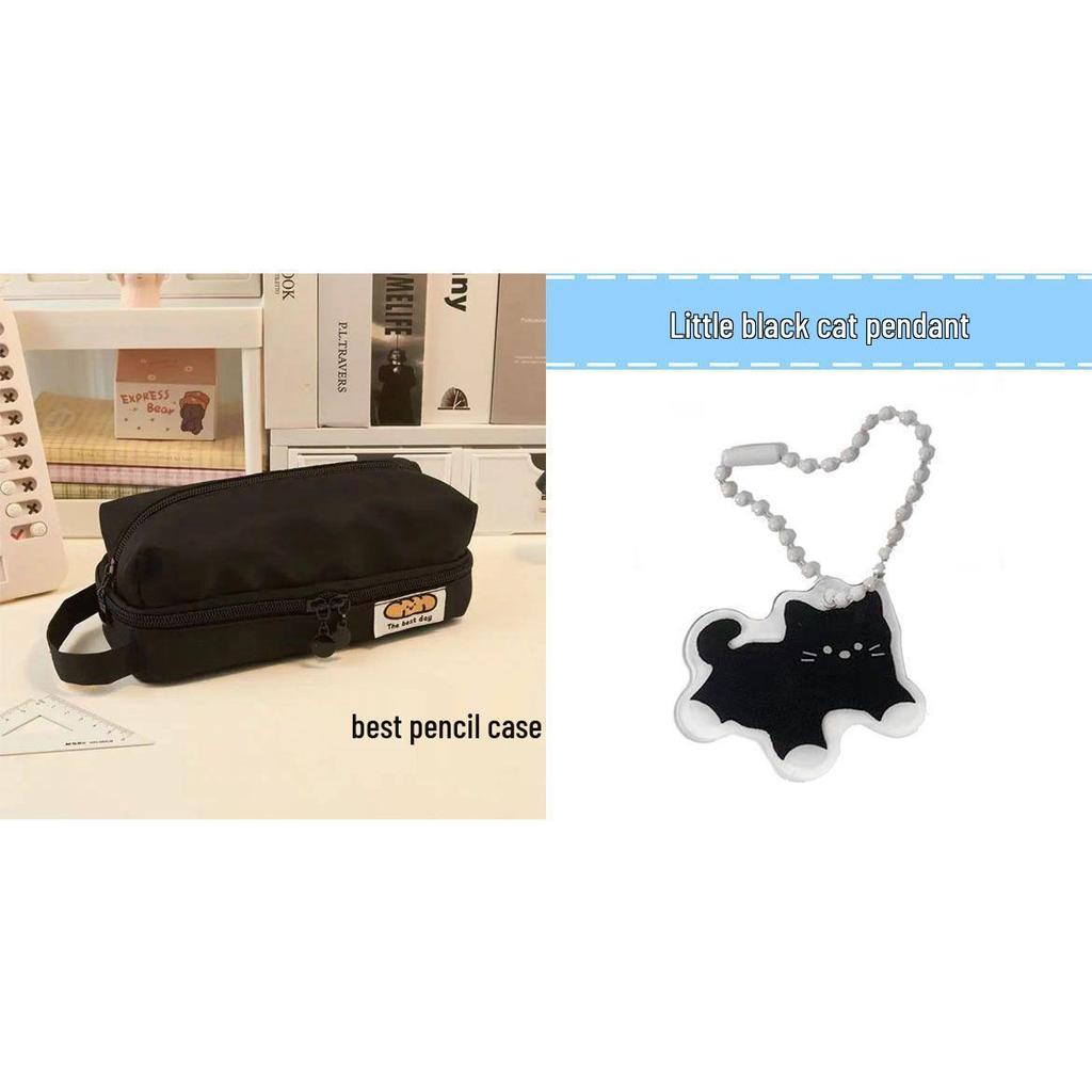 Japanisches, zweilagiges Klappetui – Großes Fassungsvermögen, schlichtes schwarzes Design