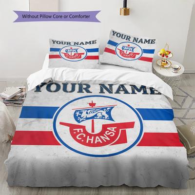 Custom Name FC Hansa Rostock Bedding,Quilt Set Quilt Cover Pillowcase Home Birthday Gift(1 * Duvet Cover + 2 * Pillowcase, Without Core) -HE63