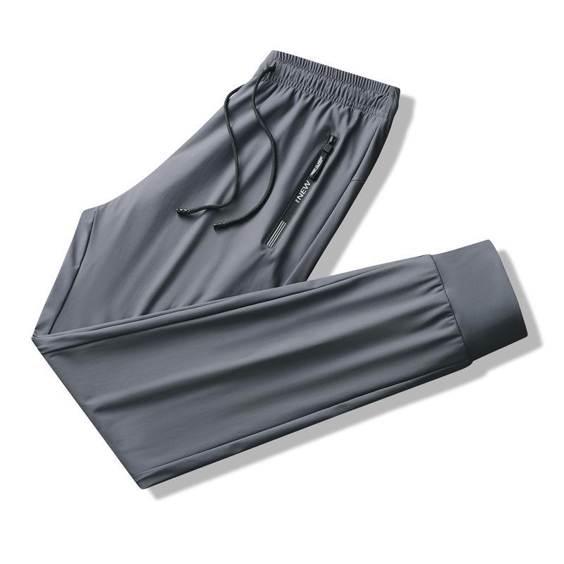 Men's Quick-Dry Ice Silk Casual Pants: Breathable, Loose, Elastic Cuff, Summer Sports Wear