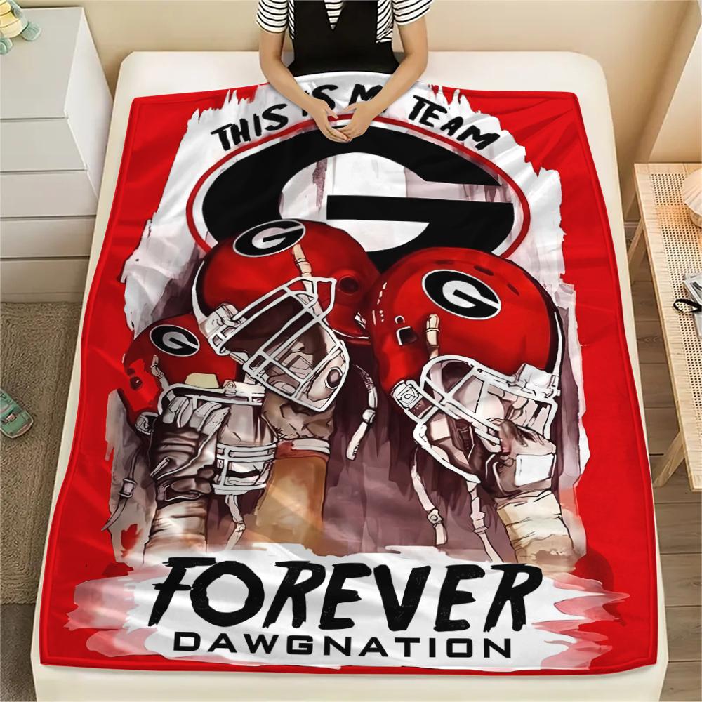 1Pc Georgia Bulldog Print Flannel Blanket, High quality Comfortable for All Seasons, Home Decor, Warmth and Comfort, Perfect for Gifts