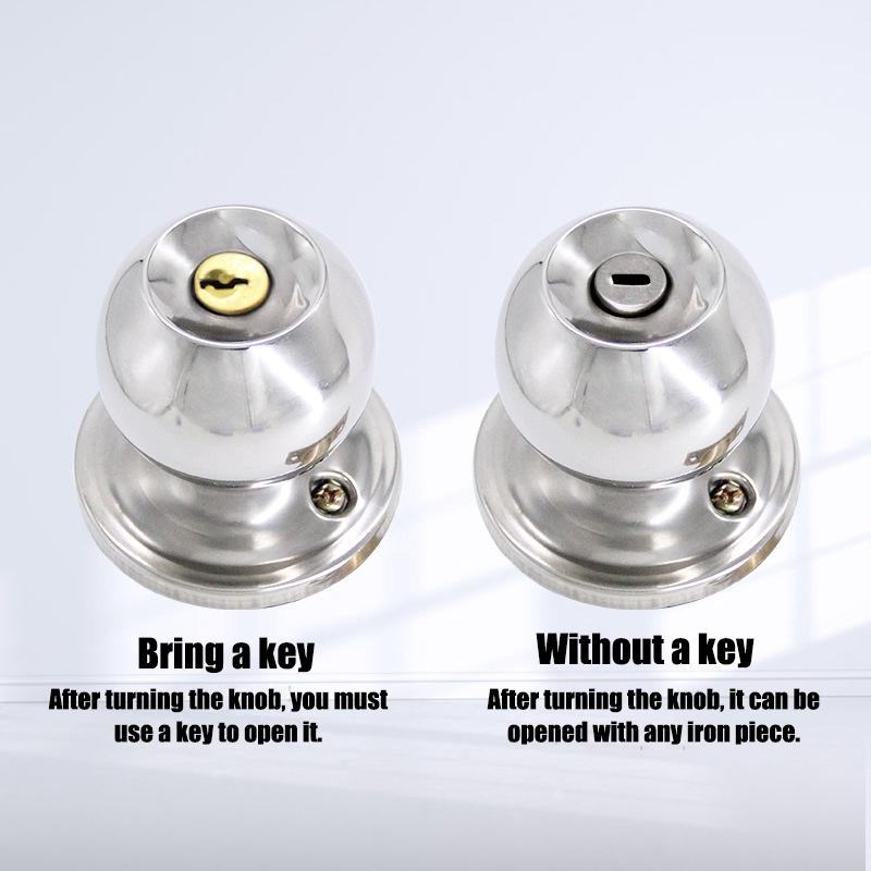ZEXEF Door Handle Knobs Spherical Lock Indoor Bedroom Door Ball Lock Stainless Steel Universal Locks Accessories with Keys