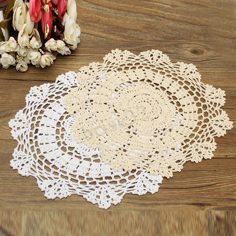 Buy 1PC Handmade Flower Lace Cotton Placemat Coasters Table Round ...