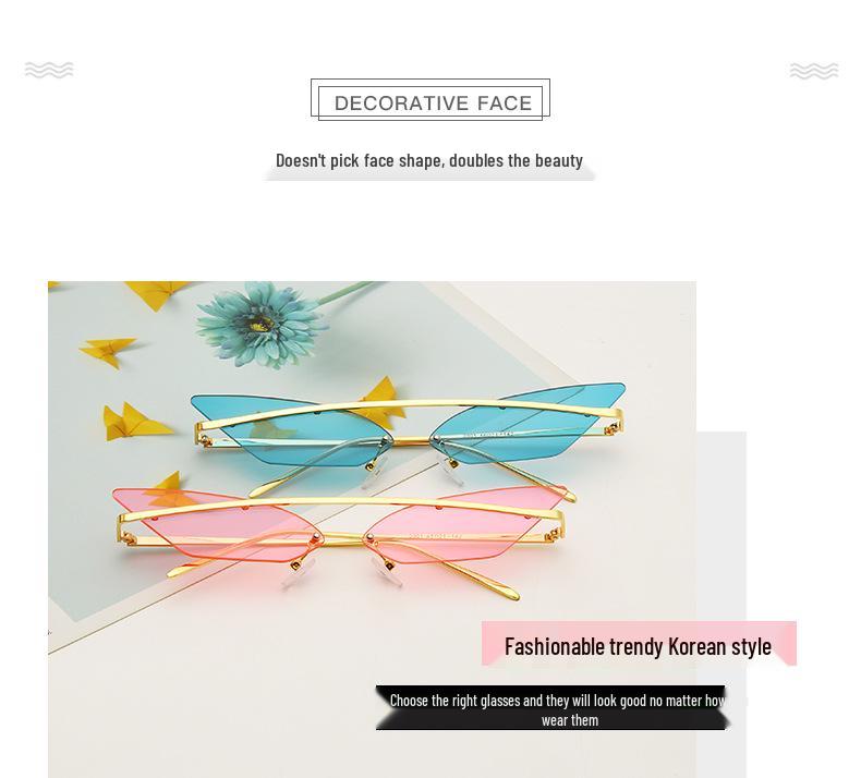 European & American Cat Eye Sunglasses - Unisex Metal Frame with Ocean Lens