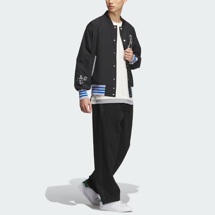 Adidas Originals Trefoil Rifta Bomber Jacket With Letter Embroidery And Striped Color Blocking Men Outerwear Black IU4791