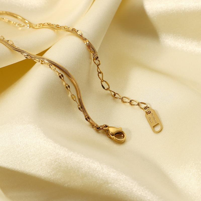 Stainless Steel Zirconia Bracelet - High-end Double-layer Hand Accessory - Titanium Steel Snake Bone Chain Wristband Jewelry