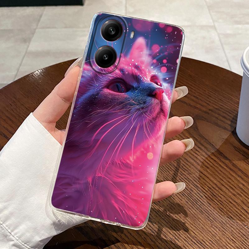 Jelly Casing For Xiaomi POCO X7 PRO 5G/Redmi Turbo 4 5G Clear Silicone Soft TPU Back Cover Cute Cat Rabbit Heart Protective Case