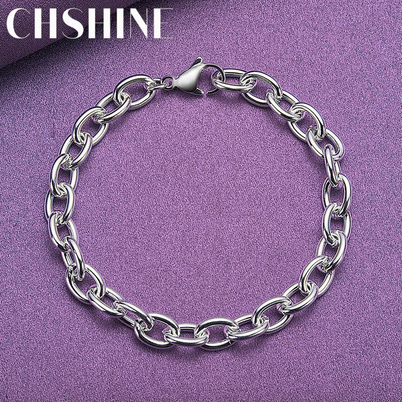

CHSHINE Браслет-цепочка из стерлингового серебра 925 пробы для женщин Свадебная вечеринка Модные шармы Ювелирные изделия 20CM