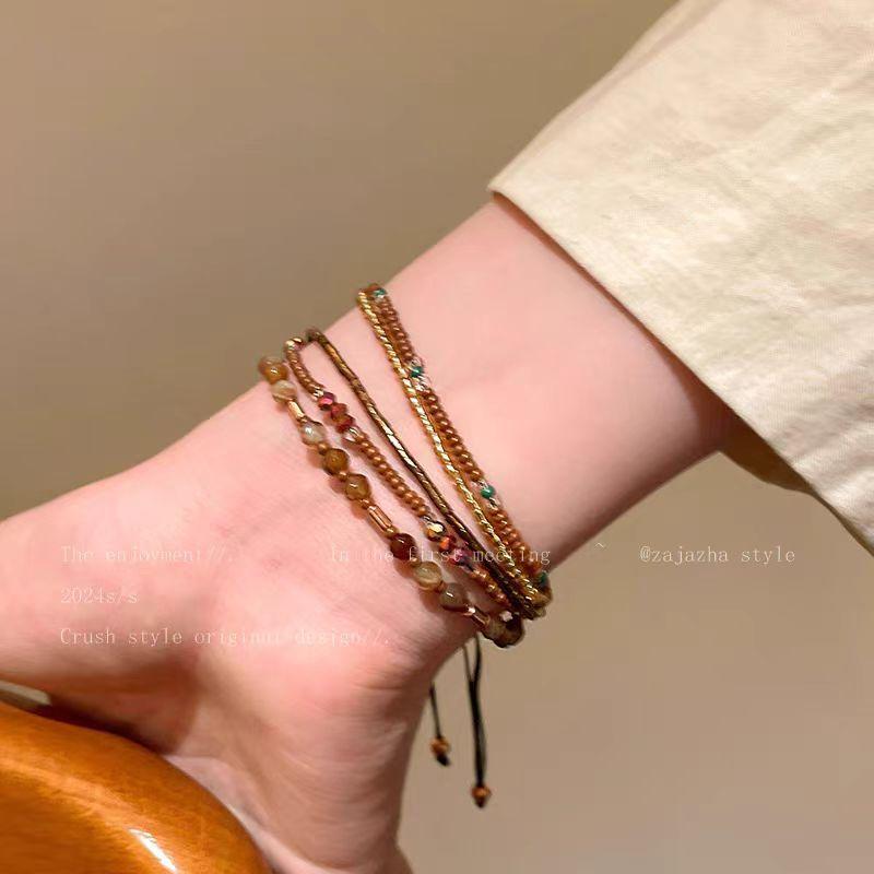Maillard Multi-Layer Beaded Bracelet Women'S Retro Bohemian Niche Exquisite Jewelry Ethnic Style Stacked Bracelet