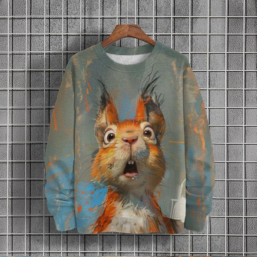 Men's Sweatshirt 3d Rabbit Graphic Short-Sleeve Printe T-Shirt Autumn Casual O-Neck Hoodies Oversized Men Clothing Tops Pullover