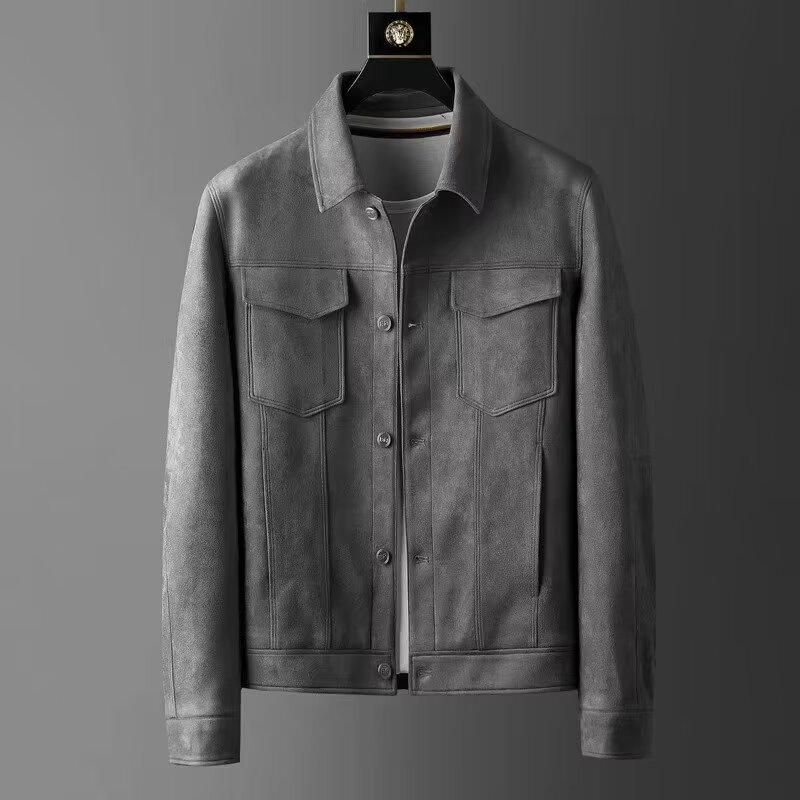 2024 Men's High-Quality Suede Lapel Jacket – Comfortable, Loose, Casual Workwear for Autumn