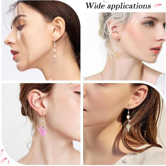 BEEFLYING 20PCS Golden Cubic Zirconia Earring Hooks Ear Wires Findings with Dangle Loops for Women DIY Jewelry Making Crafts