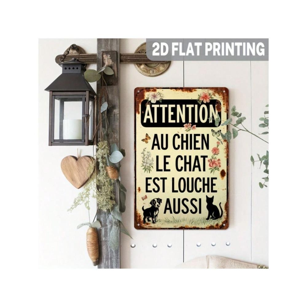 Vintage Cat and Dog Metal Wall Art Retro Tin Sign Home Decor
