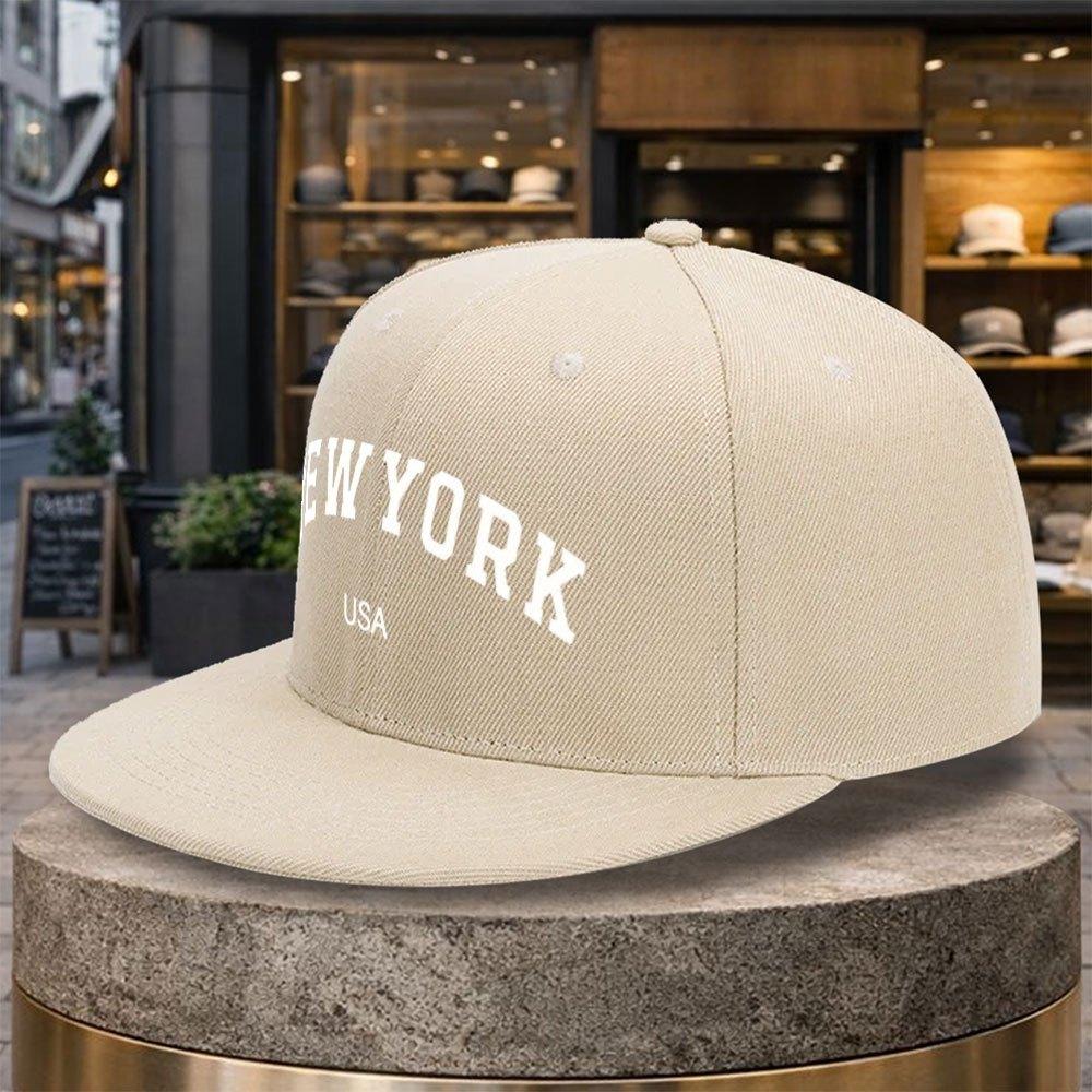 pc New York USA Pattern Baseball Cap with NYC Skyline Iconic Landmarks Adjustable Snapback Flat Brim Hat Suitable for Golf