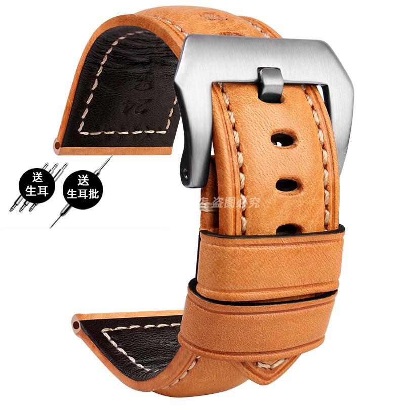 

For Panerai PA441 PAM01661 Lumino Watch strap with thickened Italian cowhide Watchbands Vintage Watch Band male Bracelet 22 24MM 24mm