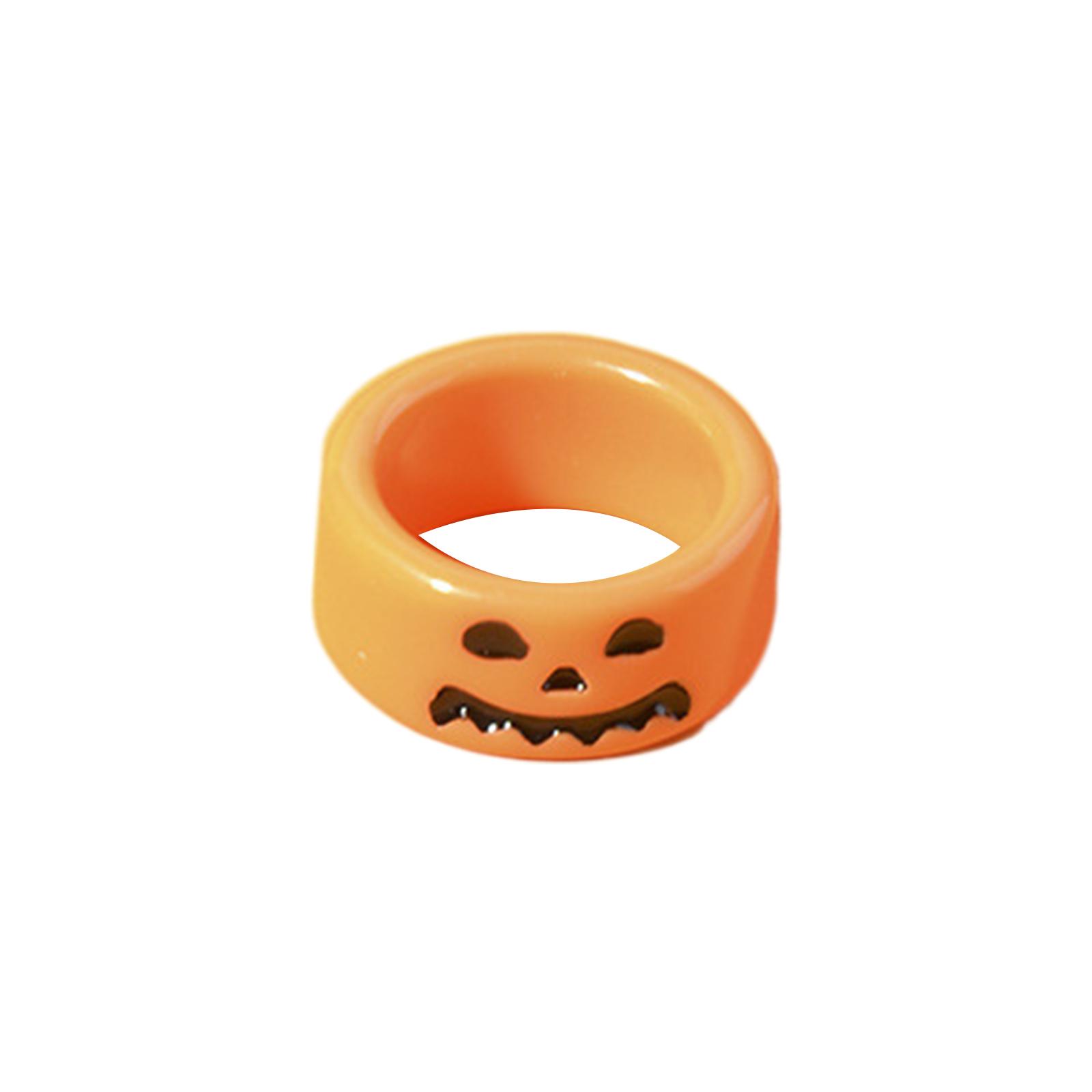 

Handmade Lightweight Rings Halloween Bat Specter Pumpkin Rings Big-eyed Crystal Finger Rings Suitable for Women Girls