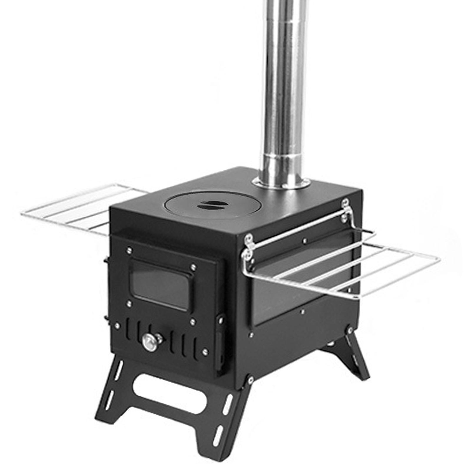

Открытый кемпинг дровяная печь дровяная горелка складной обогреватель из нержавеющей стали с палаткой огонь Single side window чёрный