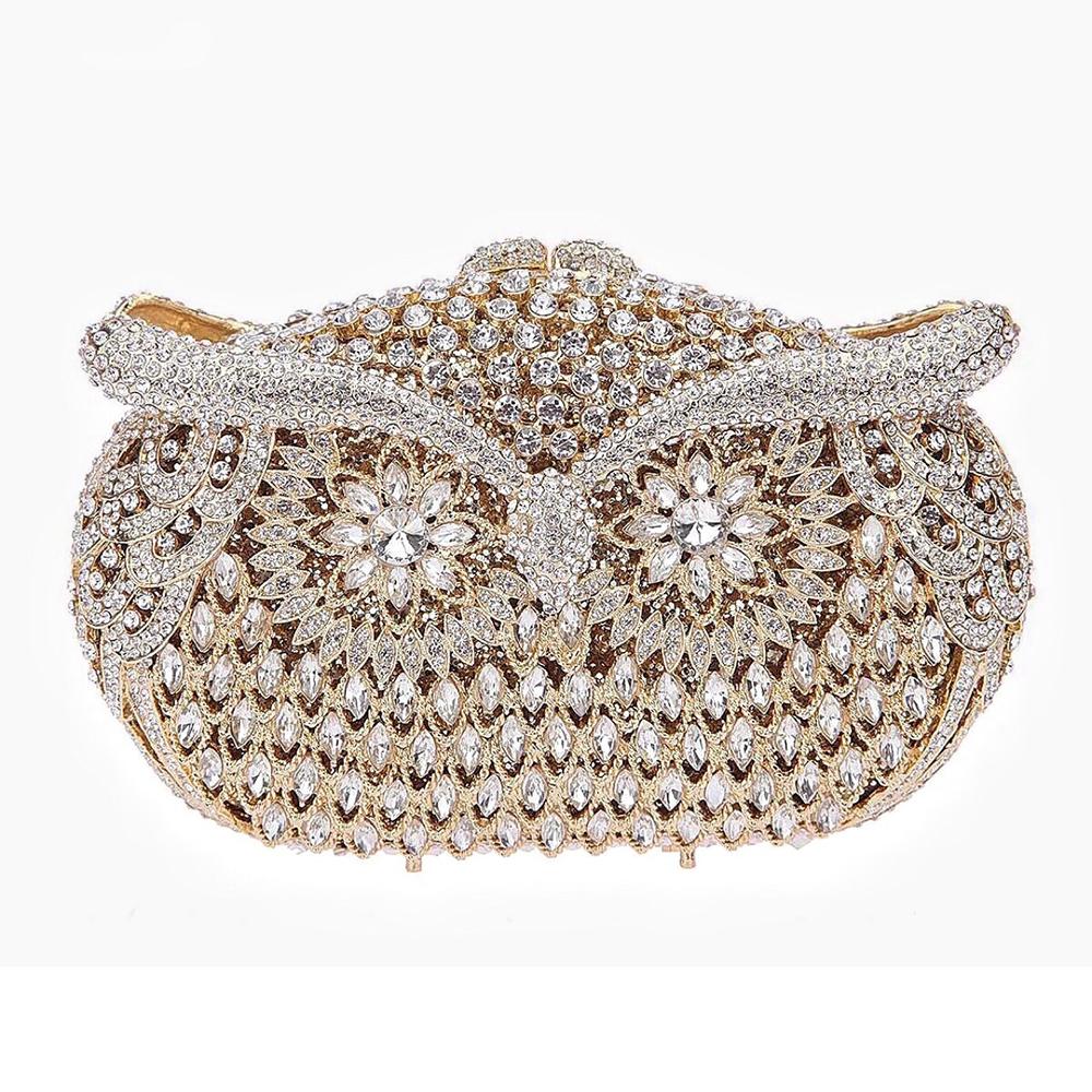 

WHTUOHENG Rhinestone Owl Evening Bag Diamonds Women Party Dinner Clutches Luxury Banquet Stone Clutch Crystal Prom Handbags 16cmX10cmX6cm