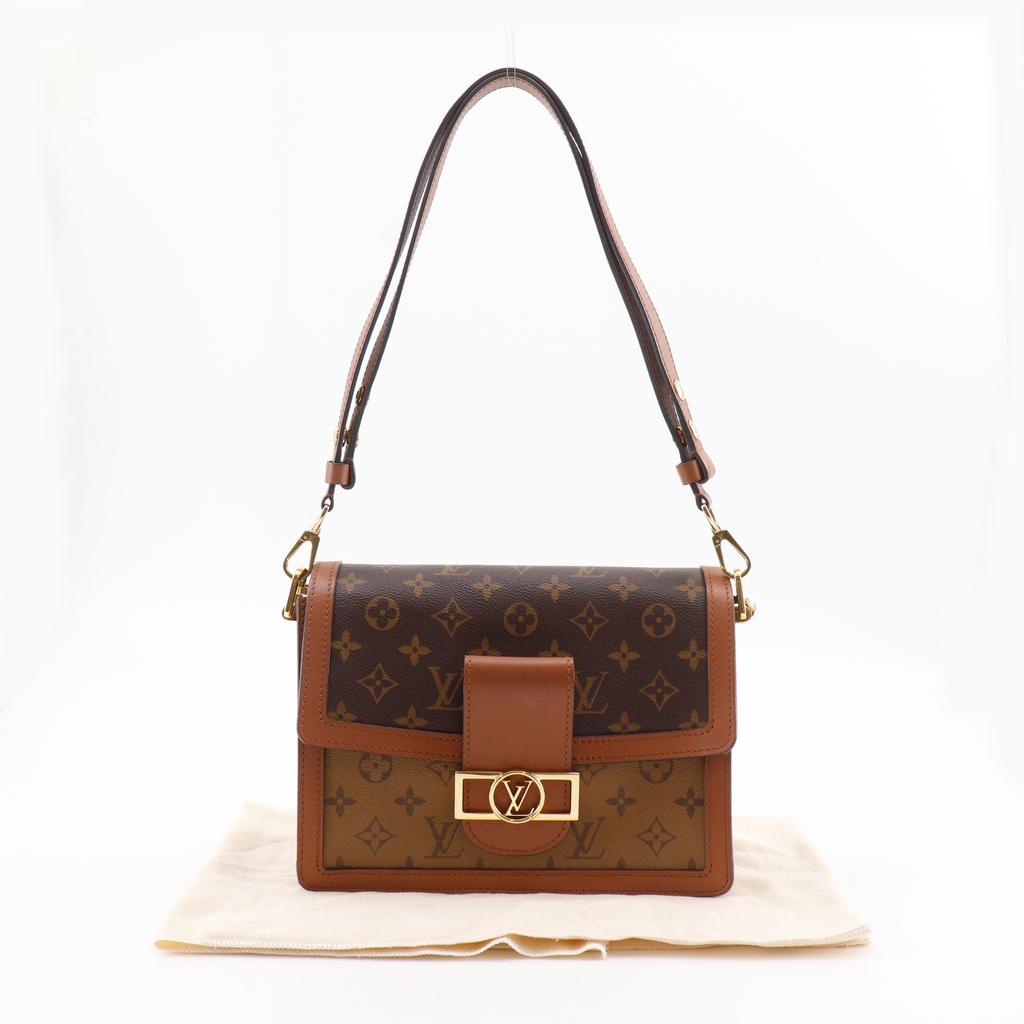 Louis Vuitton Dauphine MM Shoulder Bag M45958 Monogram Reverse Brown Monogram Canvas Women Used