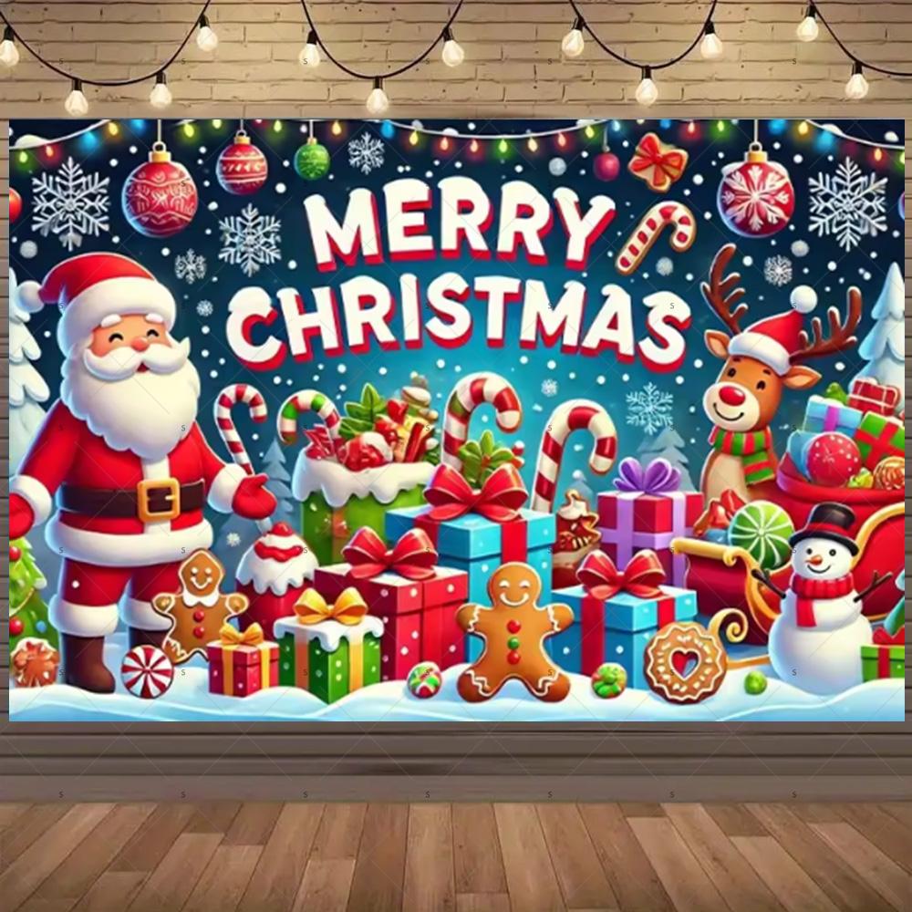 Merry Christmas Background Supplies Winter Snowman Santa Claus Backdrop Xmas Tree Party Decoration Christmas Photography Props