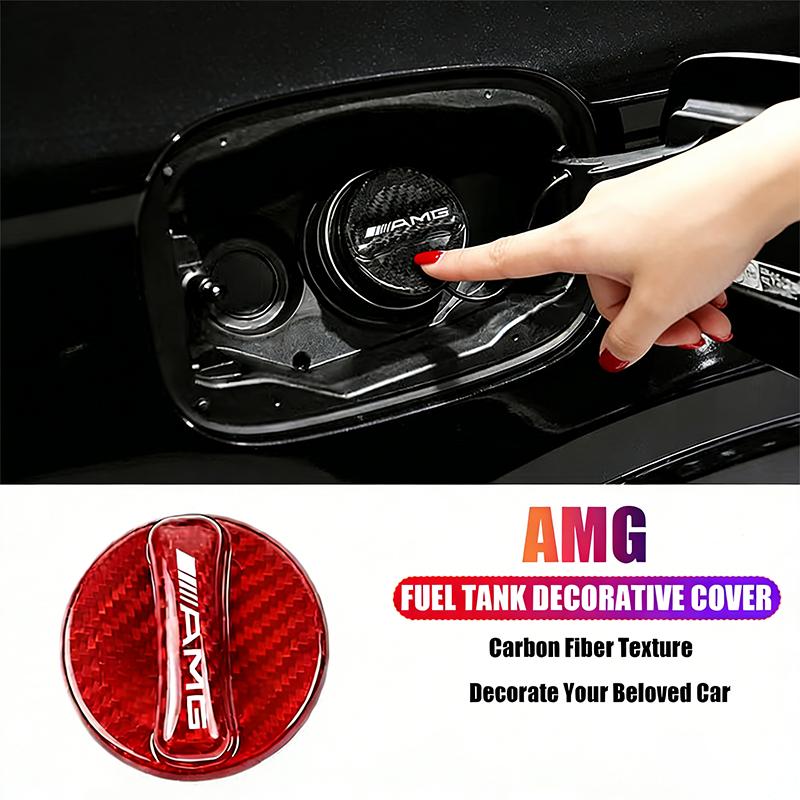 Real Carbon Fiber Gas Fuel Tank Cover Oil Filler Dustproof Cap Stickers For Mercedes Benz AMG A C E S Class W201 W210 W108 W204