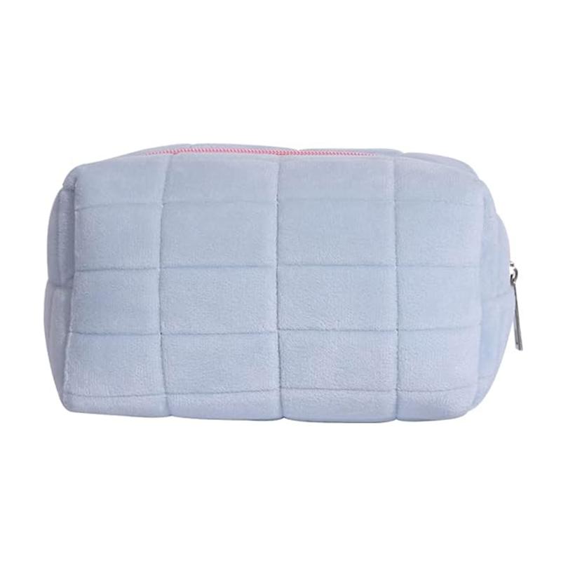 Plush Makeup Bag Cosmetic Storage Lipstick for Women Zipper Large Travel Toiletry Organizer Pouch Carrying Velvet Fabric Bag