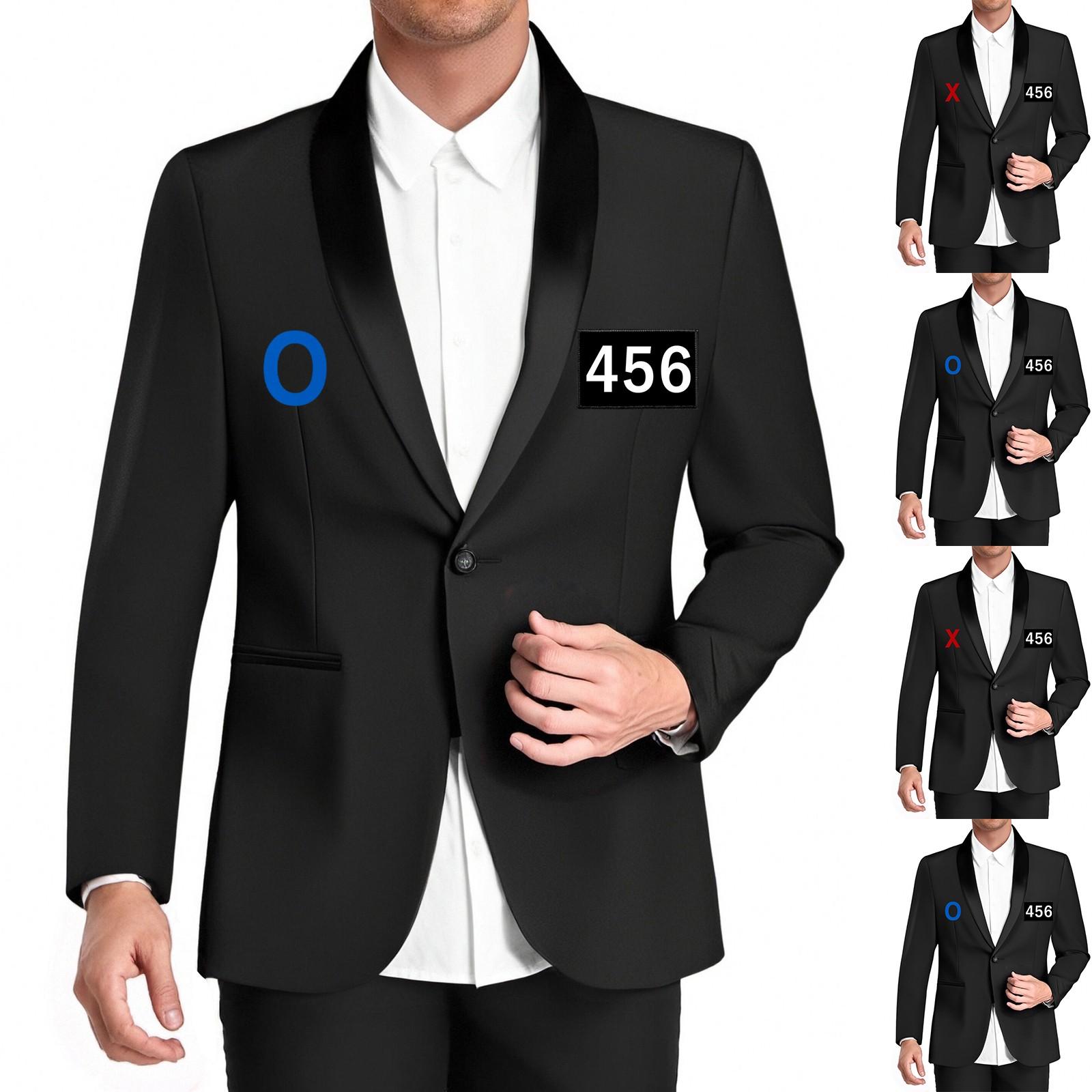 

Men s Slim Fit Single Button Custom Lettered Suit Jacket L чорний