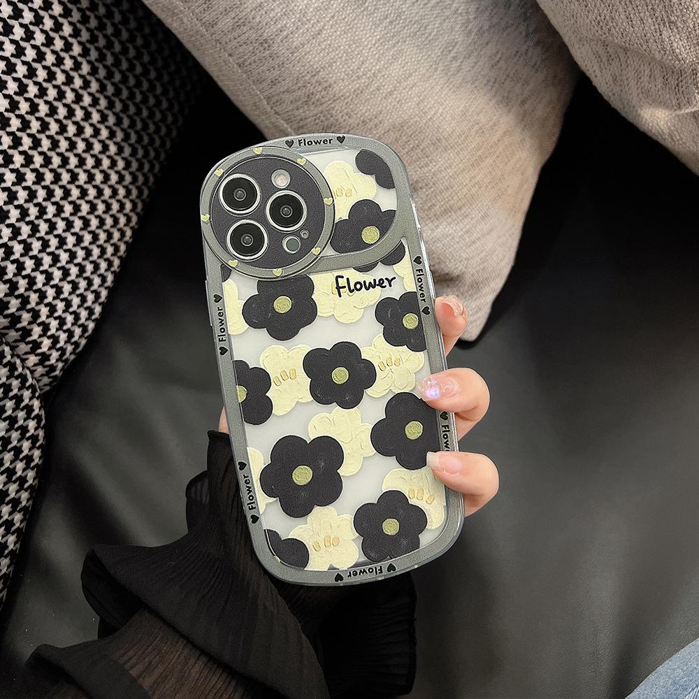 Schwarze Blume Ins Weiß Niedliche Stoßfeste Handyhülle Für Iphone 14 Max Pro 11 12 13 Promax Xsmax X Xr Stoßfeste Silikon Rückseite Capa