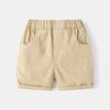 Summer Boys' Casual Blue Label Shorts Plaid Cotton and Linen Kids Fifth Pants Middle Pants Children Mid Waist Casual Casual Pants