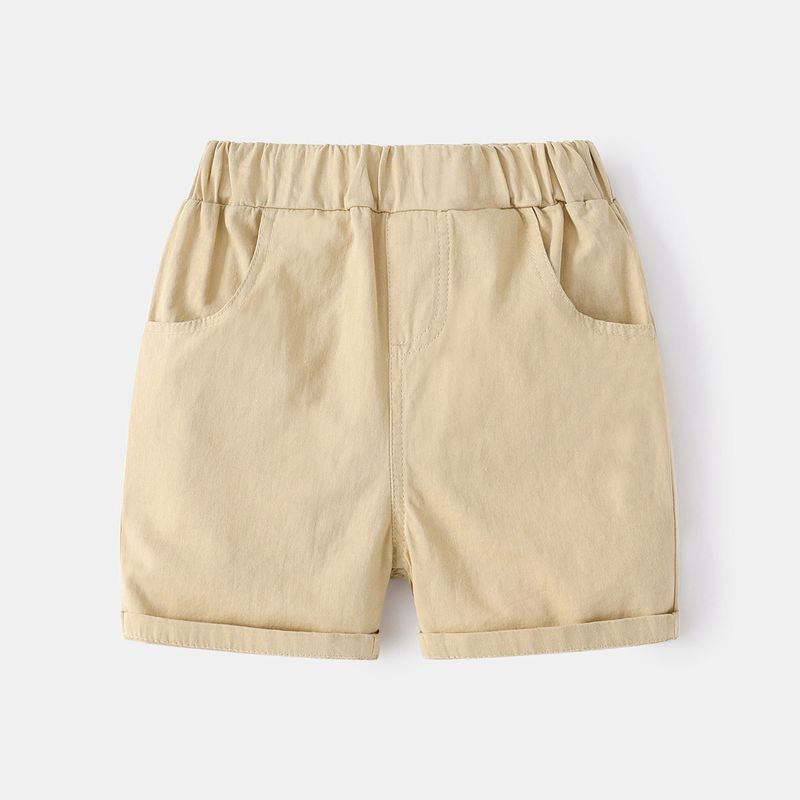 Summer Boys' Casual Blue Label Shorts Plaid Cotton and Linen Kids Fifth Pants Middle Pants Children Mid Waist Casual Casual Pants