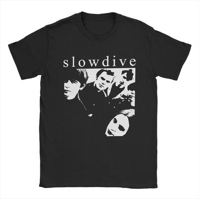 Men's T-Shirt Slowdive Photo Vintage Pure Cotton Tees Short Sleeve T Shirts Round Collar Clothes Original