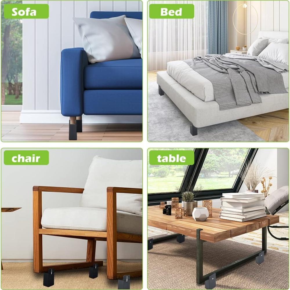 4 Pieces Adjustable Chair Reser Furniture Reusable Bed Furniture Heavy Furniture Leveling Levels Suitable for Furniture Frame Thickness 0.39