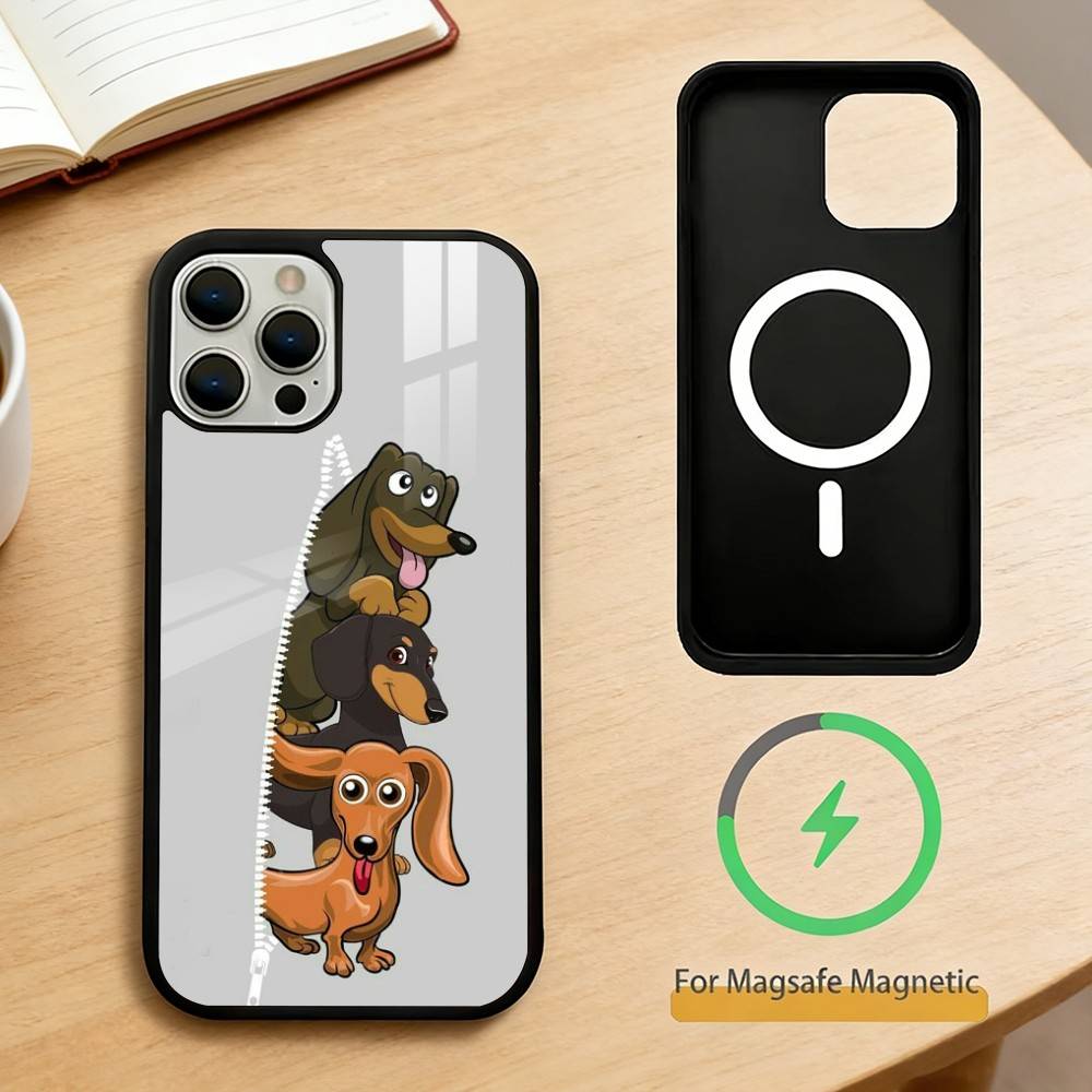 Dachshund Cartoon Phone Case For iPhone 17,16,15,14,13,Pro,Max,Plus,Magnetic For Magsafe Wireless Charging