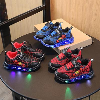 2022 Boys' Spider-Man Light-Up Sport Shoes with Fashion Mesh Upper for Medium and Large Kids.