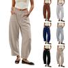 Ladies' Color Casual Fashion Breathable Loose Cotton And Linen Pants