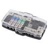 Fuse Box Car Audio Stereo MultiFunctional 4 Way Distribution Holder with LED for SUV ATV UTV