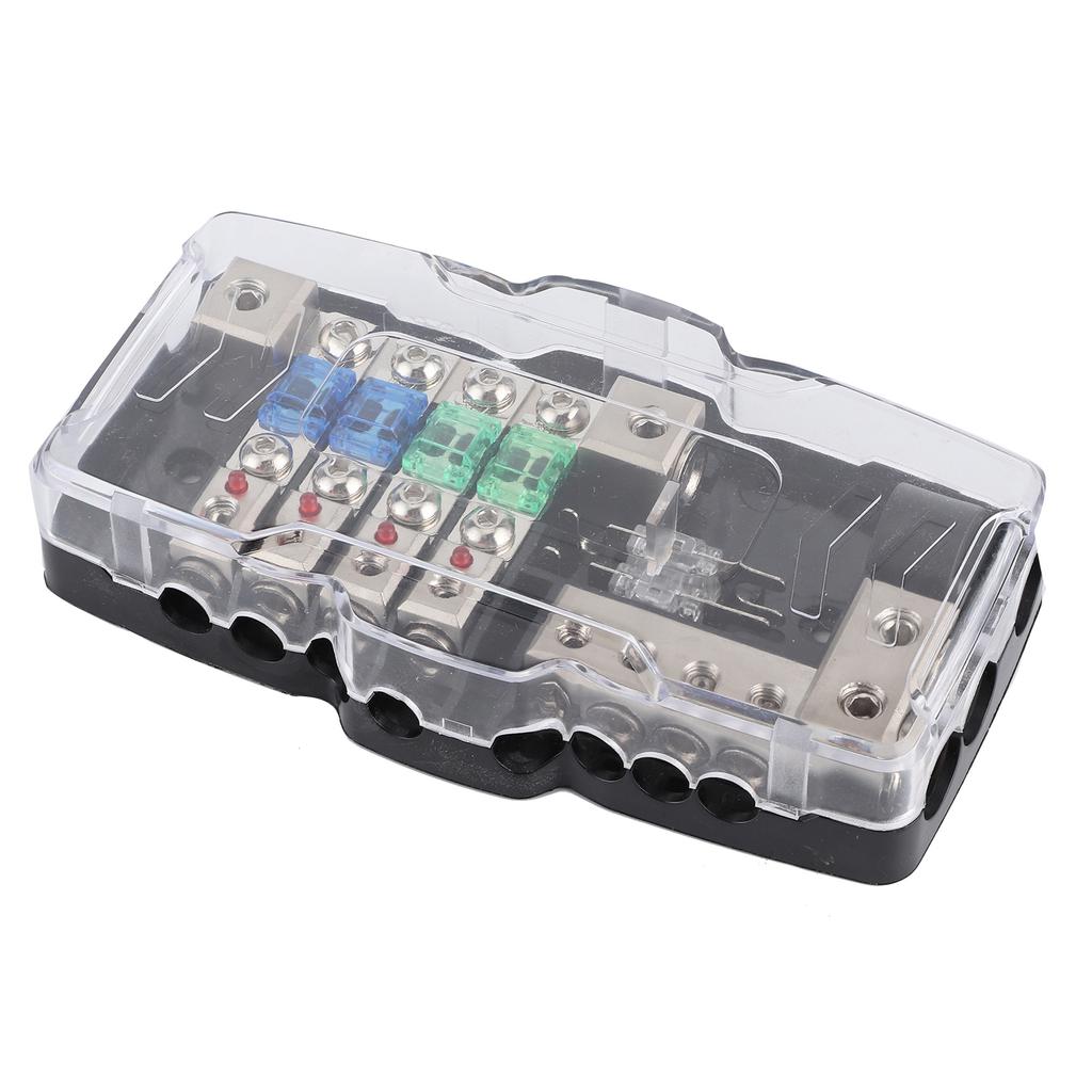 Fuse Box Car Audio Stereo MultiFunctional 4 Way Distribution Holder with LED for SUV ATV UTV