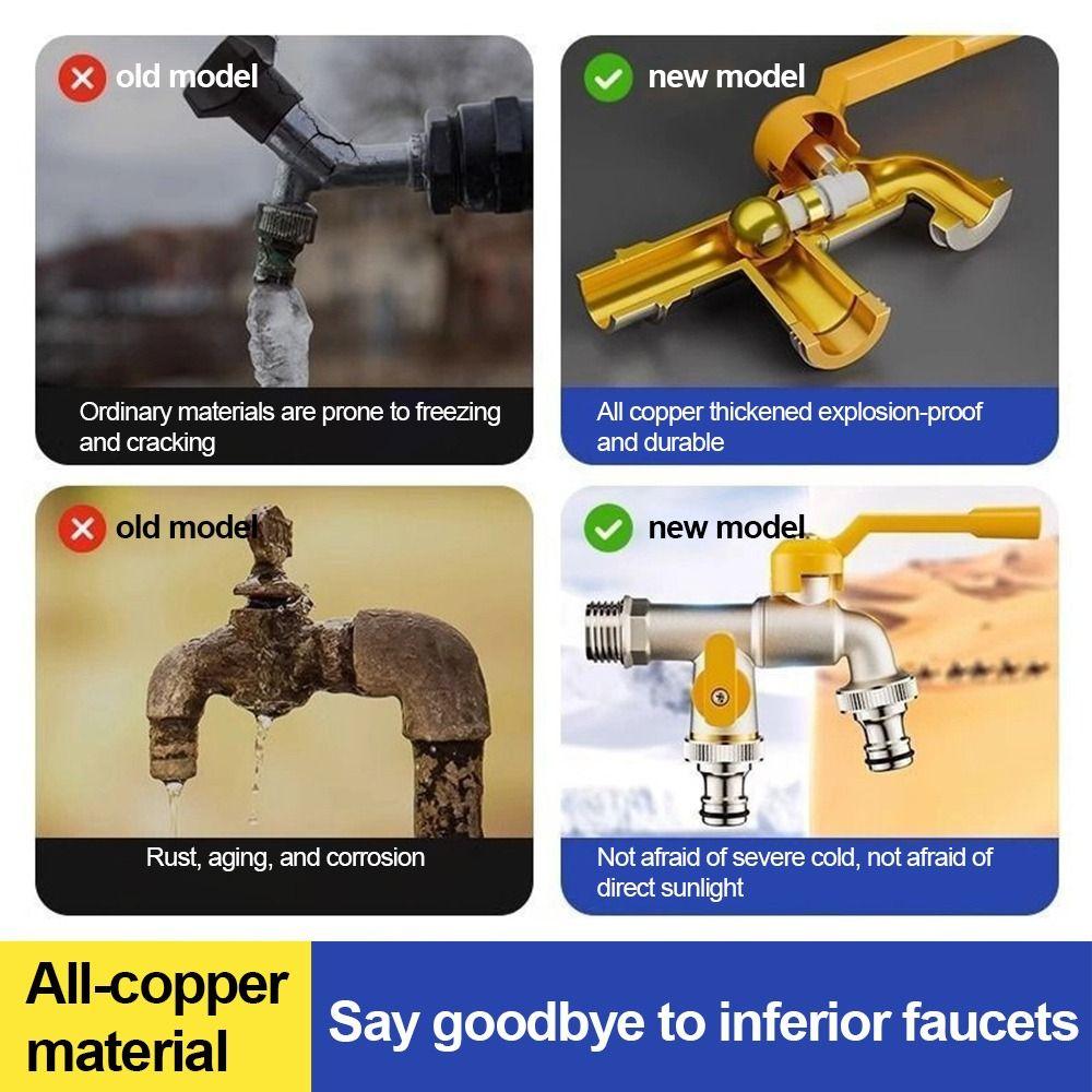 Useful Copper Water Tap Frost-Proof Double/One Outlet Water Tap Splitter Garden Irrigation Tap Home Indoor