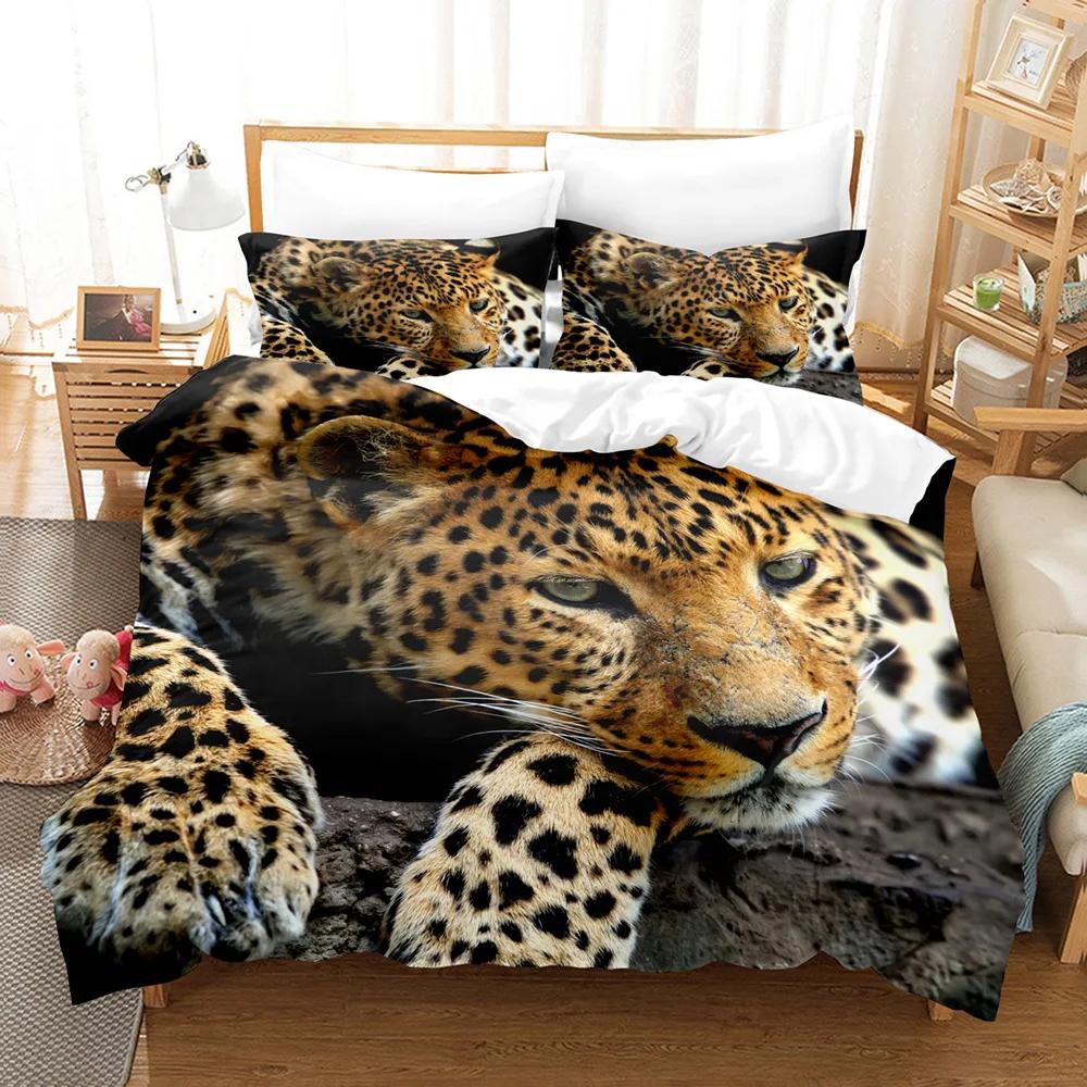 Black Panther Duvet Cover Set King Size Black Leopard Bedding Set for Kids Boys Safari Cheetah Animal Theme 2/3pcs Quilt Cover