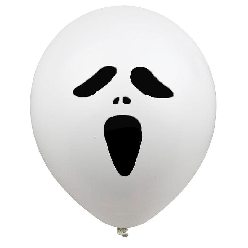 White Halloween Ghost Face Spider Witch Bat Latex Balloons 12Inch 2.8g Print Balloons Scene Layout Decorative Terror Balloons
